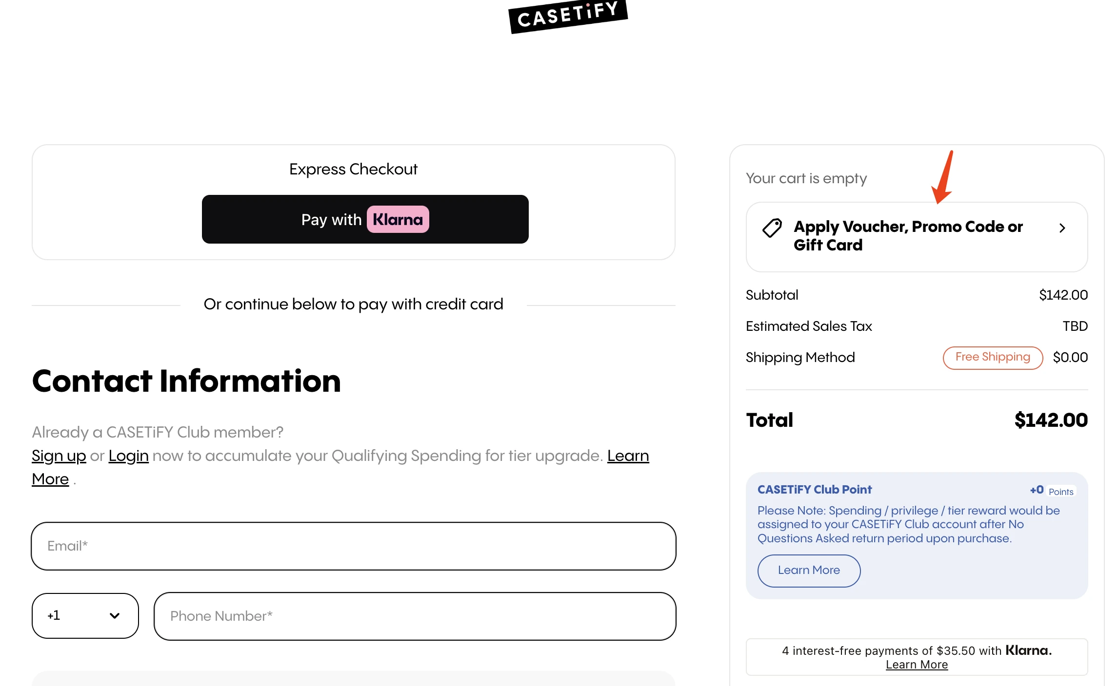 3. Find the coupon field and paste the code on Casetify.