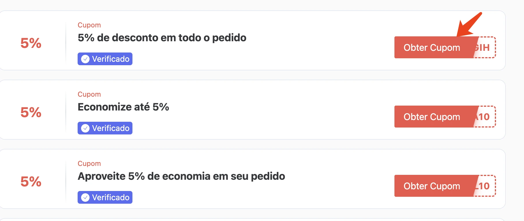 1. Clique em “Obter Cupom“.