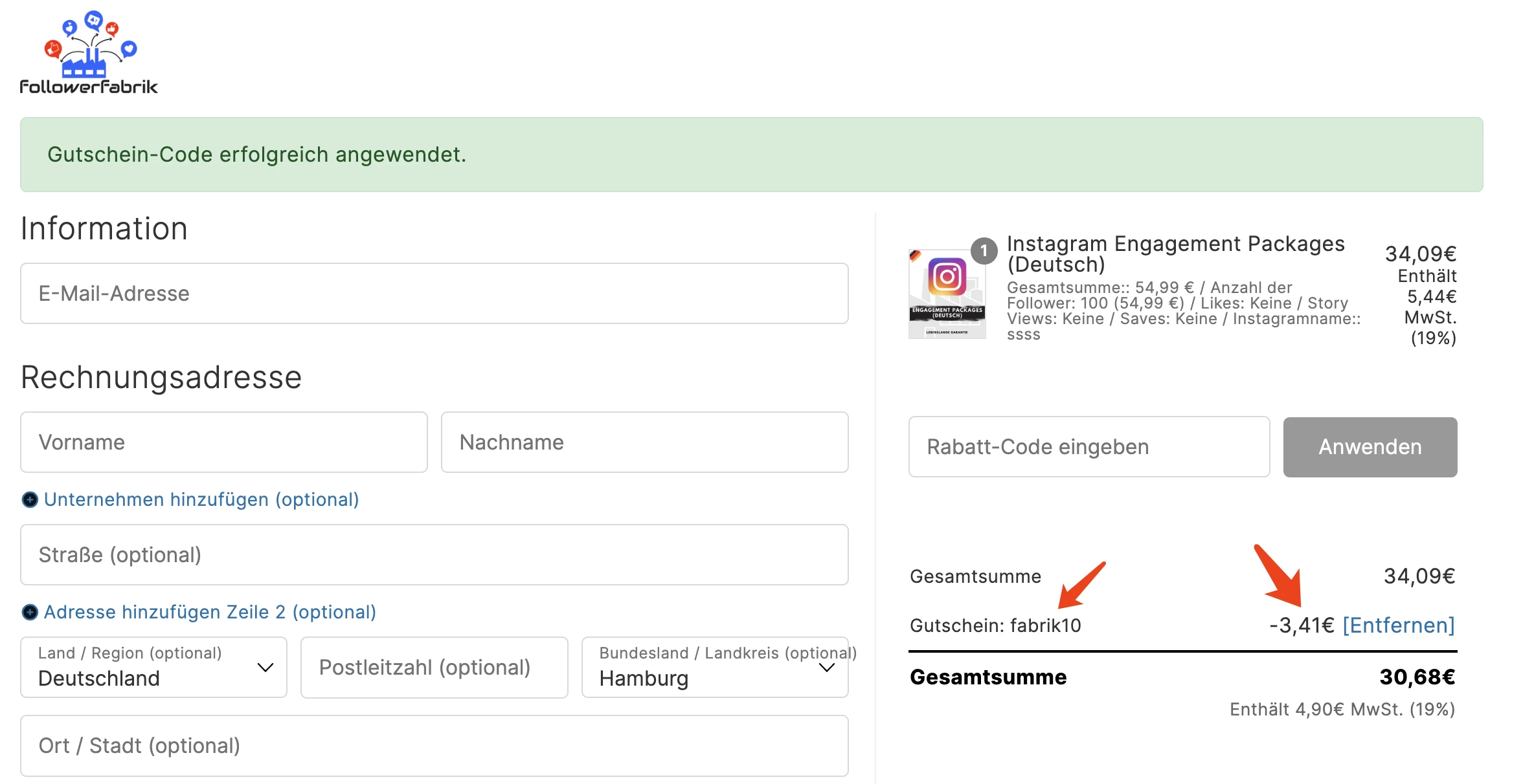 4. Klicken Sie auf "Anwenden" und freuen Sie sich über die Ersparnisse.