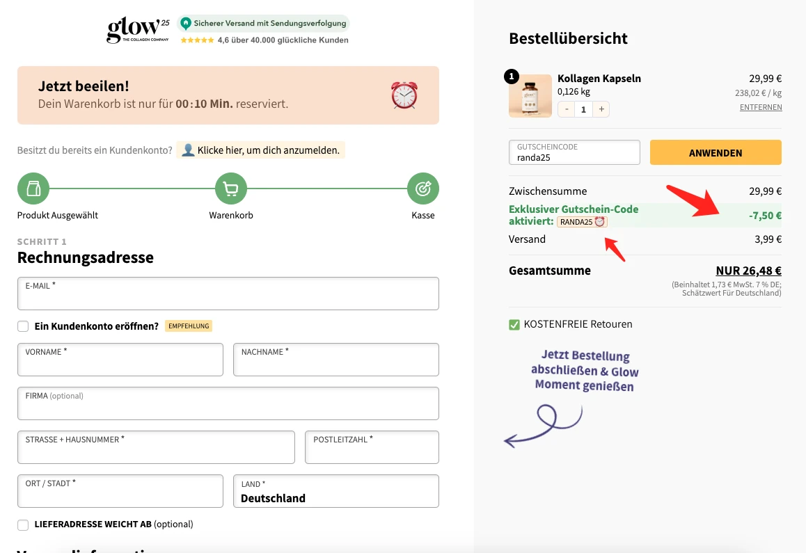 4. Klicken Sie auf "Anwenden" und freuen Sie sich über die Ersparnisse.